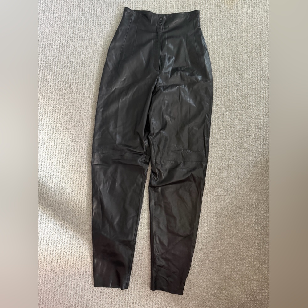 Begedor High-Rise Leather Pants - Size 4, Black